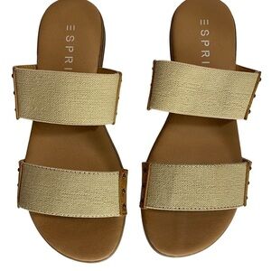 Women Esprit Tan Taupe Stretch Strap Natasha Slide Slip On Sandal‎ Shoes Size 8M
